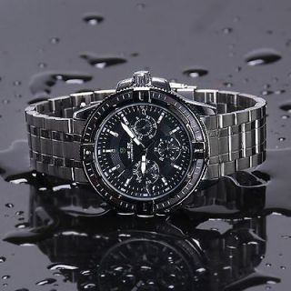 Fashion Black New Stainless Steel Band Army Mens Waterproof Quartz 