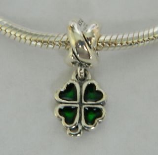 Authentic Pandora Green Four Leaf Clover Charm. item# 790572EN25