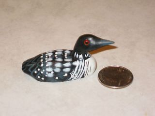 loon decoy miniature hand carved hand painted glass eyes time