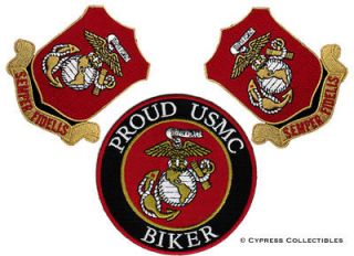 LOT of 3 PROUD USMC BIKER PATCH US MARINE CORPS SHEILD Eagle Anchor 