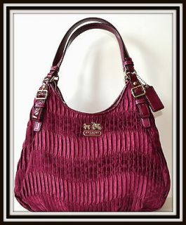 NWT COACH $358 Madison Gathered Signature Maggie Shoulder Bag Berry 
