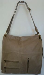 NWT AVORIO ITALY Beige Taupe Leather Zipper Front Adjustable Strap 