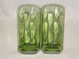 Beautiful Retro Vintage Green Bubble Print Set Of 2 Drinking Glasses 