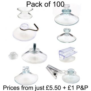 100 x Suction Cups   Any Type   Clear Plastic/Rubber Window Suckers 