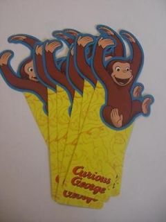 set of 6 curious george bookmarks party favors yel blue