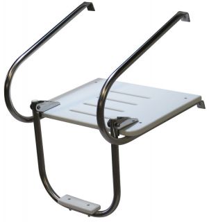 poly swim platform two rail off white with ladder boat
