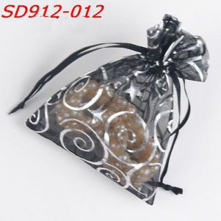 Newly listed Wholesale 100pcs Black Organza Gift Bags 9x12cm