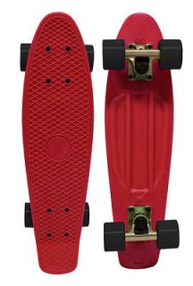 Retro Plastic Skateboard RED/BLACK CRUISER Banana Board 70S 22.5 in 