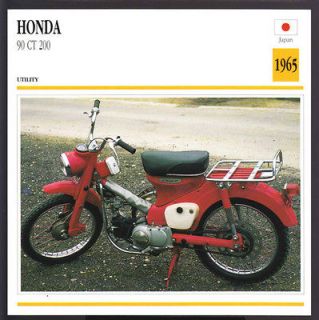 1965 honda 90 ct 200 motorcycle picture atlas spec card