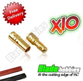 10 x PAIRS Of RC 3.5mm Gold Bullet Connector INC Heat Shrink For Motor 