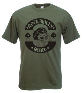 Rockabilly Rebel Greaser Skull T Shirt   RocknRoll All Sizes 