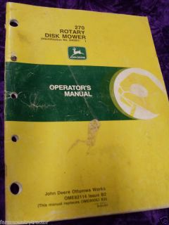 john deere 270 disk mower operators manual ome82114 time left