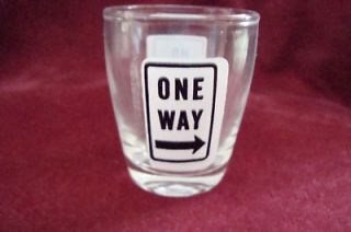 one way no left turn clear glass 1 ounce shot