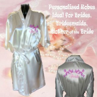 Personalised Wedding Honeymoon Satin Robe / Wrap / Gown + Personalised 