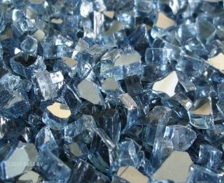 BLUE REFLECTIVE FIREGLASS ~1/4 fireplace Glass Firepit Glass crystals 