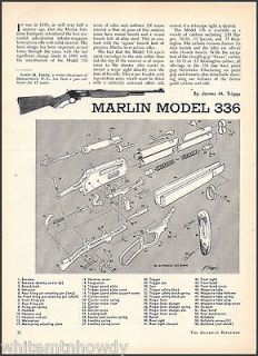 1957 MARLIN Model 336 RIFLE 2 pg Parts List~Assembly Article w 