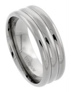 Mens Comfort Fit Titanium Wedding Band Ring 9mm Triple Dome Design 