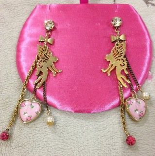 betsey johnson rare vintage fairy rosebuds earrings 