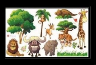 Nursery Removable Wall Stickers African Adventure Animals Lion Tree 