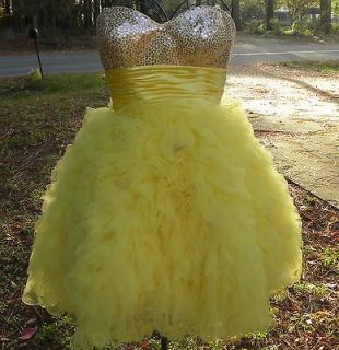 PROM Pageant Yellow Mac Duggal Couture Size 2 RETAILS FOR $379 NWOT