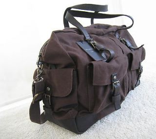 NWT John Varvatos *USA Mens canvas & leather carry on brown travel 
