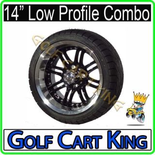 Optimus Black 8 Spoke 14 Low Profile Golf Cart Wheel & Tire Combo 