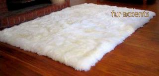 IVORY CURLY SHEEPSKIN ACCENT RUG FAKE FAUX FUR PELT NEW CABIN DECOR 