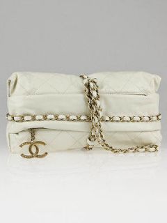 Chanel Dark White Quilted Calfskin Leather Baluchon Clutch Bag