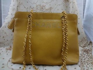 Authentic VINTAGE CHANEL Signiture Leather TOTE Shoulder Bag Purse T39 