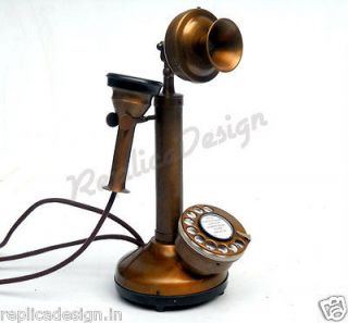 Antique Brass Rotary dial Vintage Functional Ringer desk Candlestick 