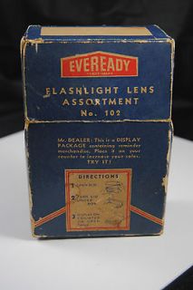 Vintage EVEREADY flaslight lens assortment No. 102 Dealers Display Box