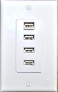 AC Wall Outlet with 4 Built in USB Charging Ports  Charge 4 items at 