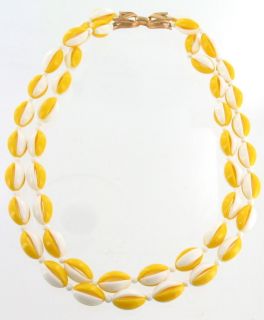 Vintage Trifari Mod Yellow White 60s Dbl Necklace