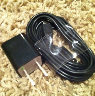   USB AC Wall Charger Long 6 Foot Color Cable Block Black Cord