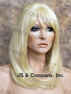 Human Hair Blend Long Straigh Pale Blonde Wig Iron Safe