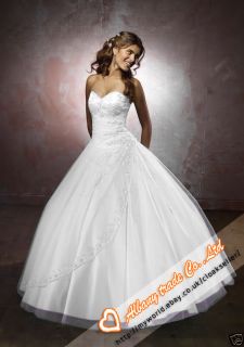 Stock A Line Wedding Evening Bridal Gowns Prom Ball Dress Size 6 8 10 