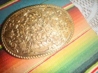 Western Cowboy Cowgirl Belt Buckle Flowers Crumrine Bronze