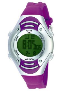 Activa Womens Multi Function Dark Pink Plastic Watch