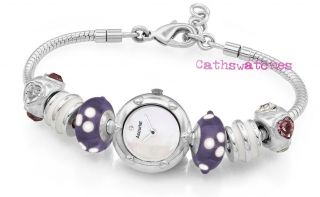 Accurist Ladies Silver Plated Charmed Watch Purple Secret LB1600HS 