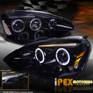 2002 2004 Acura RSX DC5 *Glossy Pearl Black* Halo LED Projector Head 