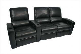 Adonis Home Theater Seating 3 Leather Manual Seats Black Chairs
