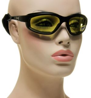    Adjustable Head Strap Black Frame Yellow Lens Goggles Sunglasses