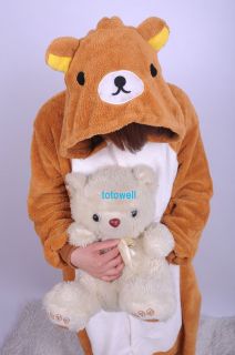 New Adult Animal Rilakkuma Bear Pajamas Sleepsuit Cosplay Sleepwear 