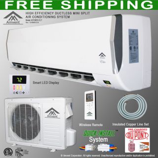 Amvent 12000 BTU Ductless Mini Split Air Conditioning System Free 