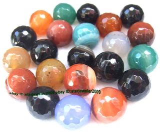 Multicolour Agate 18mm Round Faceted Gemstone Beads 15