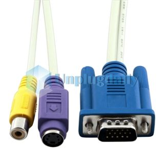 For PC Computer VGA to TV s Video RCA AV Adapter Cable