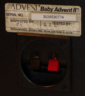 Baby Advent II Jensen Vintage Speakers Bookshelf Monitors