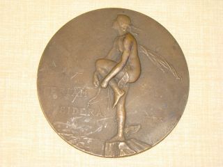 Feriam Sidera Antique Art Deco Aeronautic Bronze Medal by M Dammann 