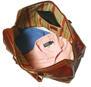Floto Imports Milano Polished Italian Calfskin Leather Duffel Bag 