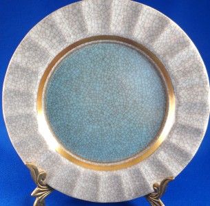 VTG Royal Copenhagen Blue/Gray & Gilt Crackle Glaze 7 Plate 460 4022 